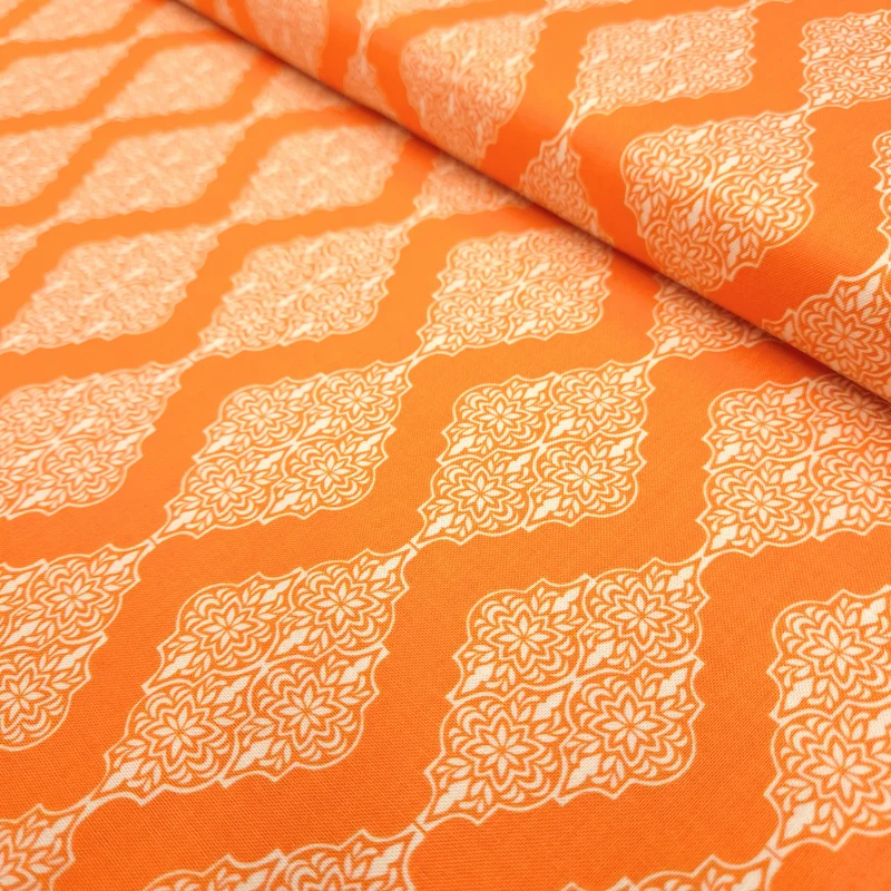Cotone Americano H 110 cm - DAMASCATO ARANCIONE
