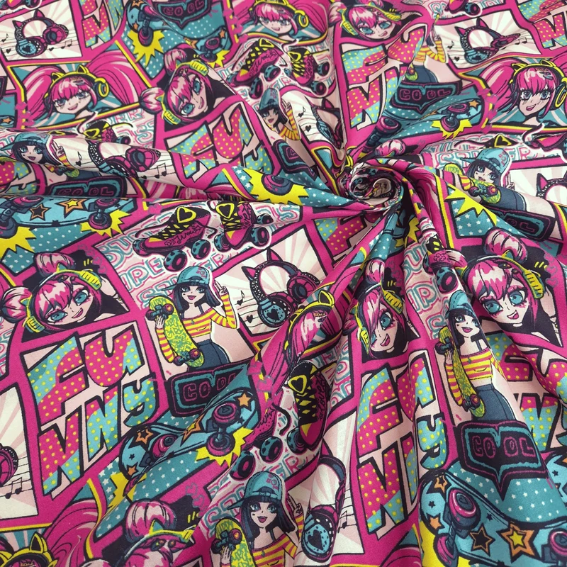 Cretonne Leggero H 160 cm - FUNNY GIRL/FUXIA
