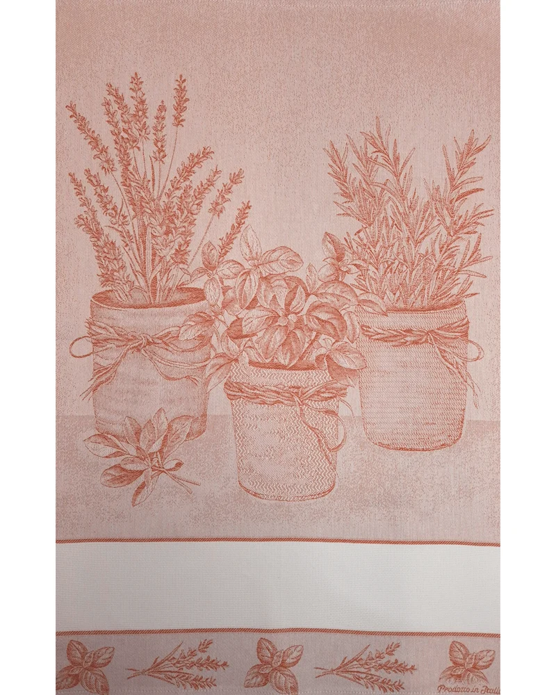 Asciugapiatti 58x80 cm da ricamo in puro cotone - AROMATICHE TERRACOTTA