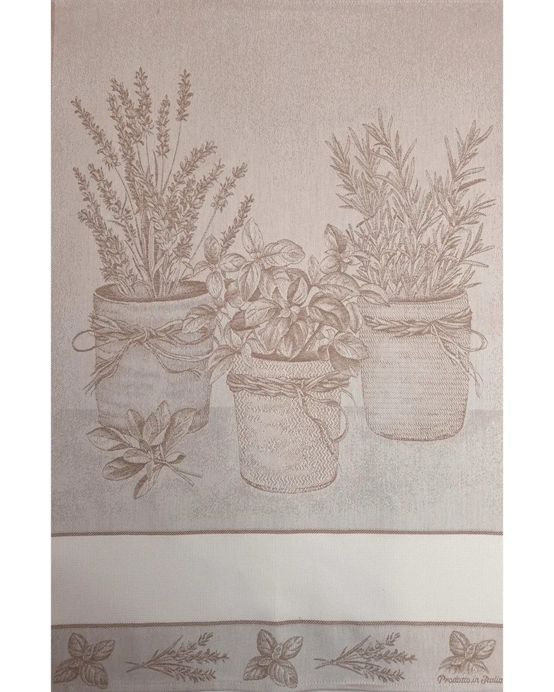 Asciugapiatti 58x80 cm da ricamo in puro cotone - AROMATICHE NOCCIOLA