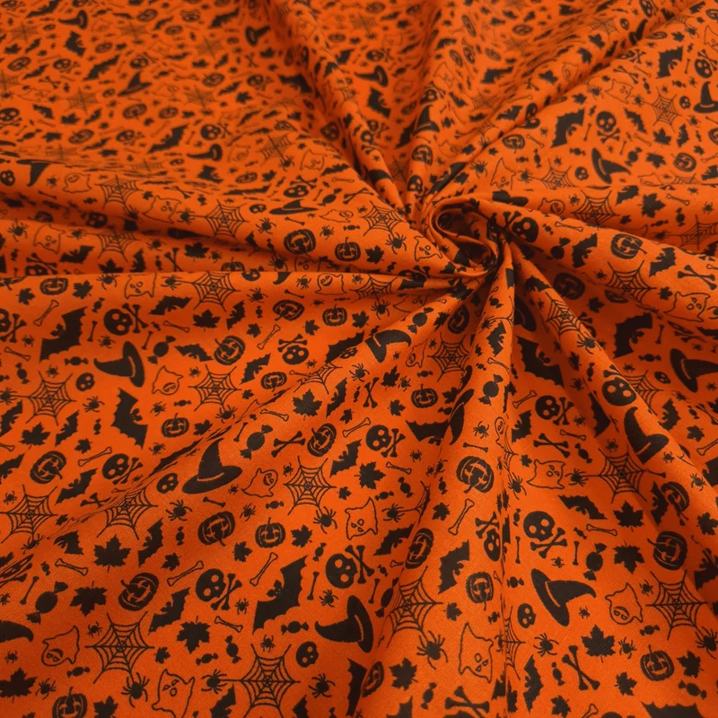 Cotone Halloween H 145 cm - HALLOWEEN NERO/ARANCIO