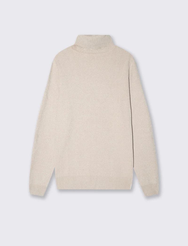 Maglia dolcevita basic in ciniglia - Sabbia