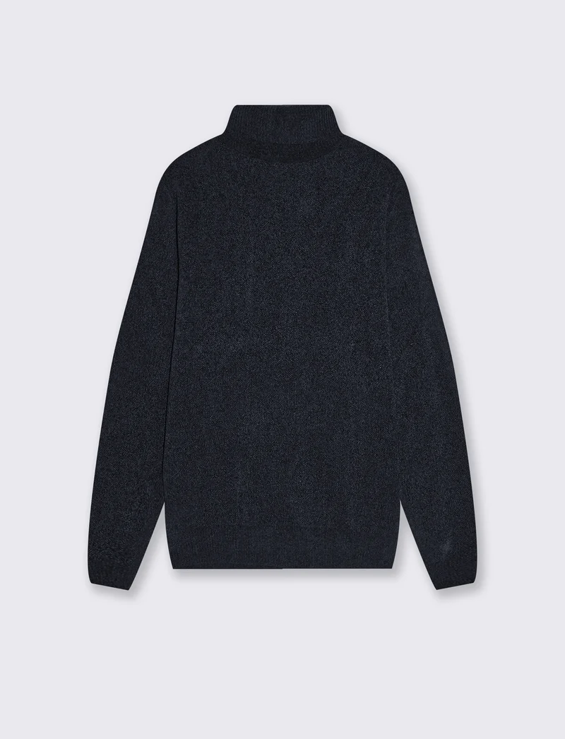 Maglia dolcevita basic in ciniglia - Blu