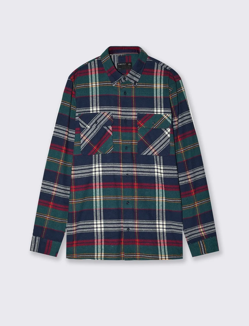 Camicia a quadri in flanella regular fit - Blu