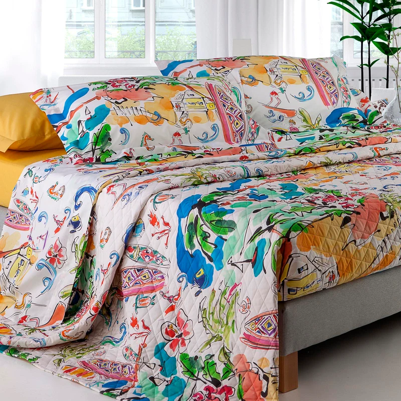 Copriletto Primaverile miami Moderno in Percalle 90 gr/mq