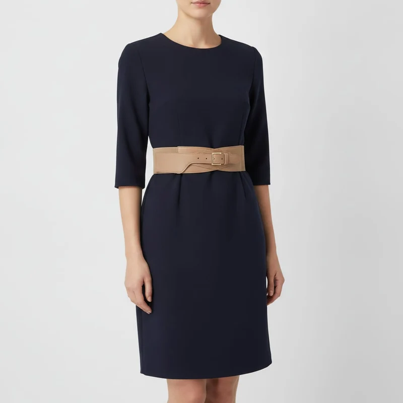 Cintura elastica in finta pelle - Beige