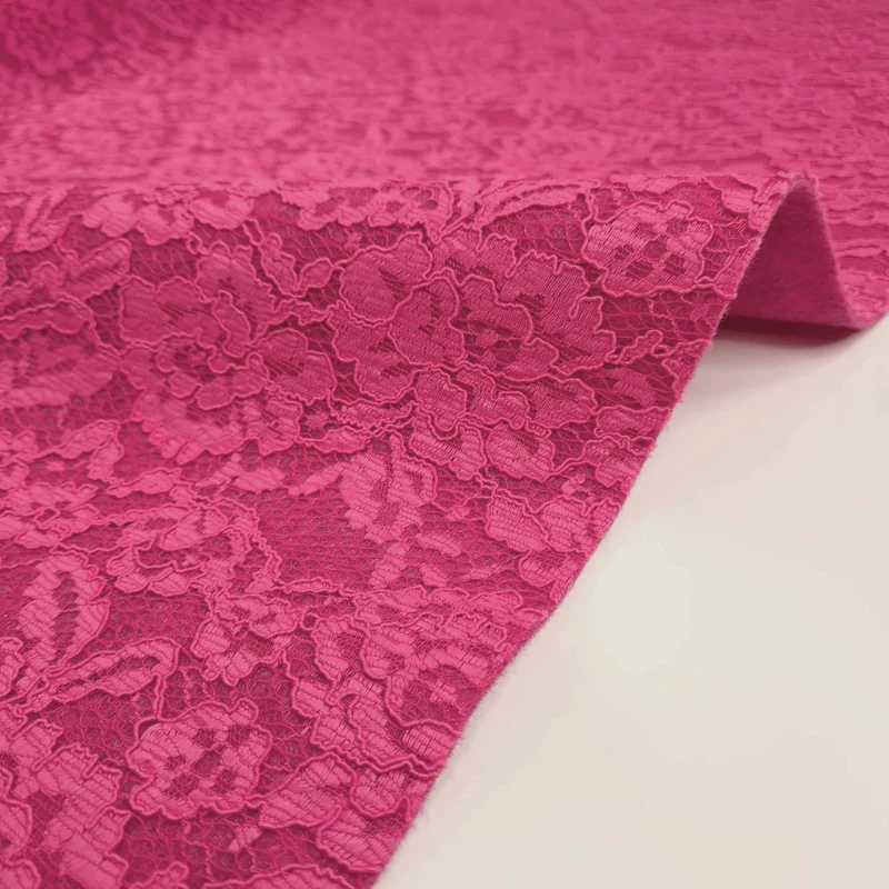 Feltro Lana con Pizzo H 135 cm - FUXIA MELANGE