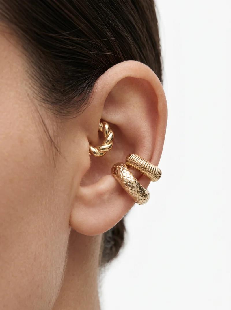 Card 3 earcuff cerchi doppi - Oro