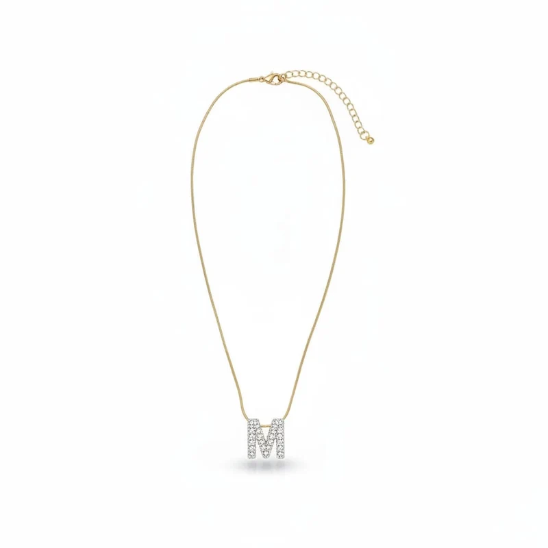 Collana con lettera strass - Var 5