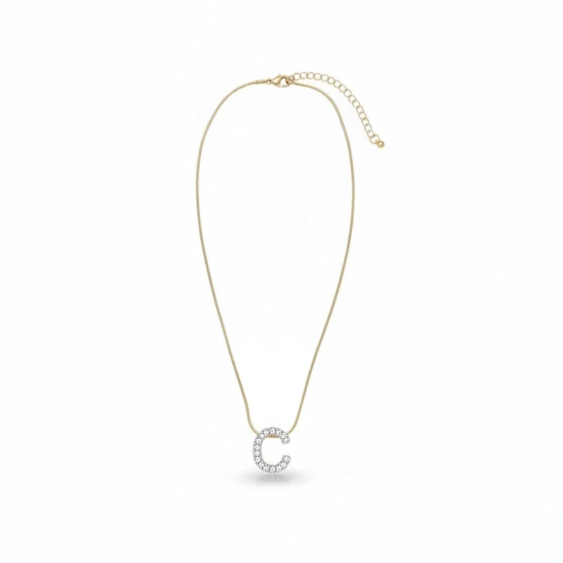Collana con lettera strass - var 2