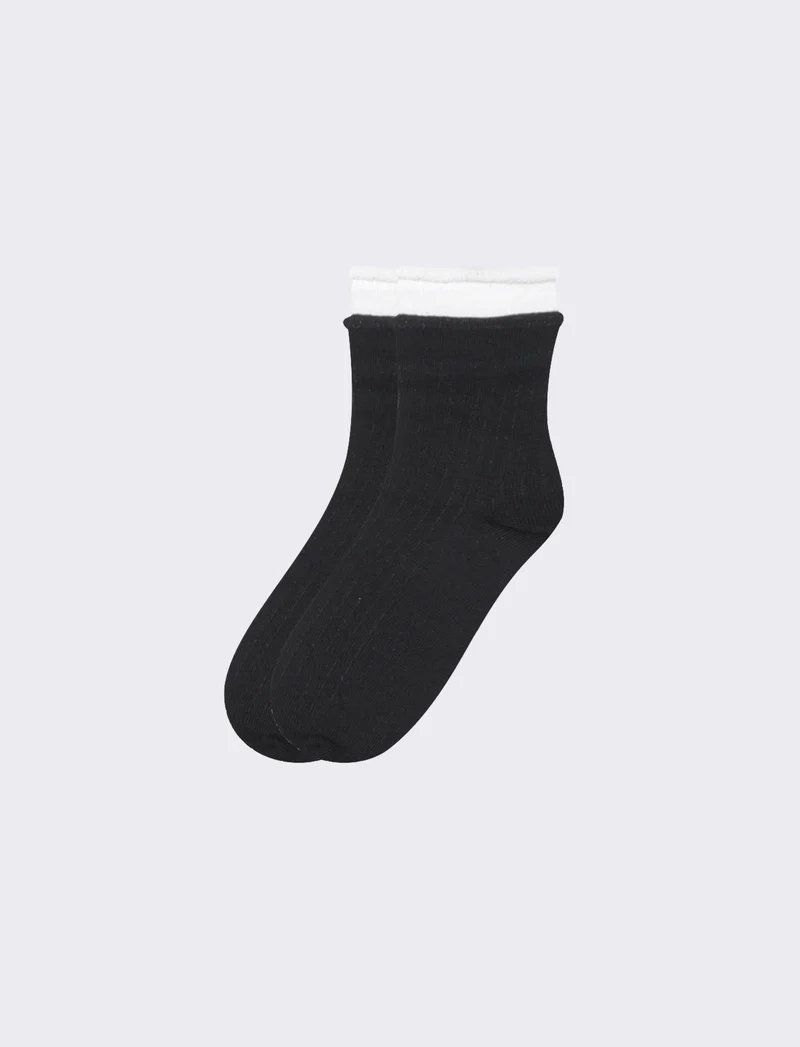 Calzino donna elastico bicolor 1 paio - Nero