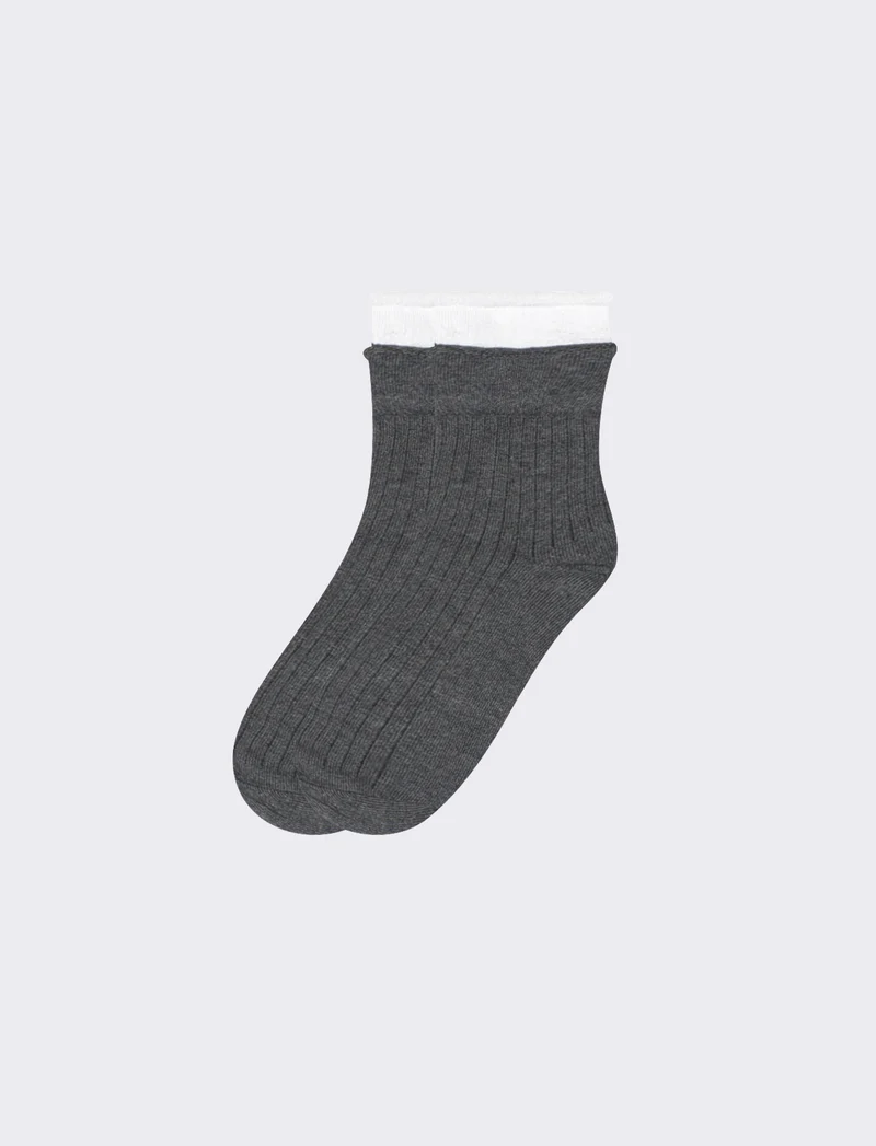 Calzino donna elastico bicolor 1 paio - Grigio
