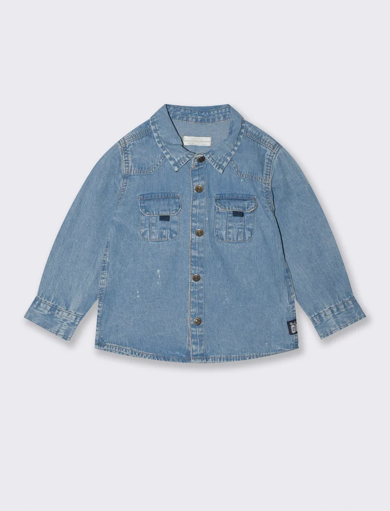 Camicia denim con tasconi frontali - Denim