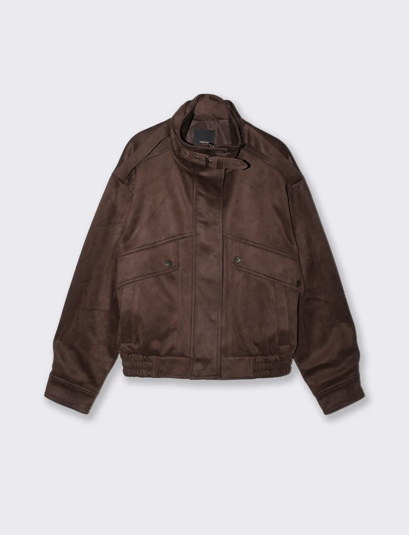 Giubbotto bomber con colletto e tasche - Moro