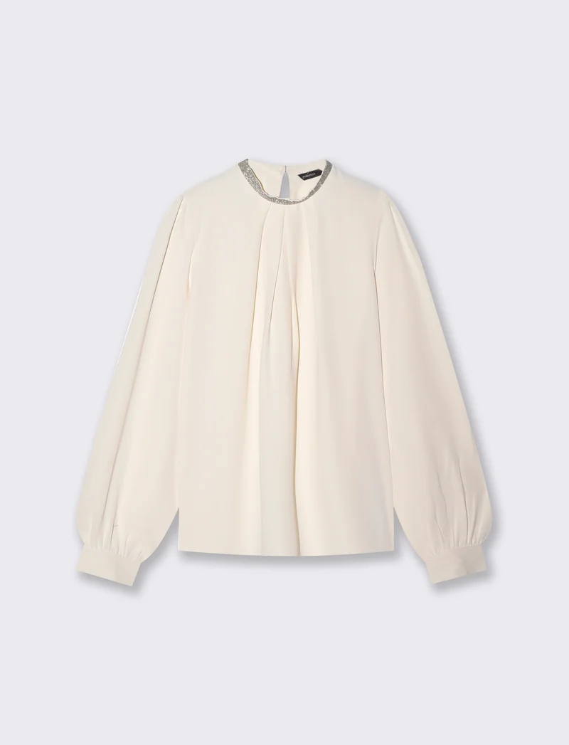 Casacca collo coreano con borchie applicate - Avorio