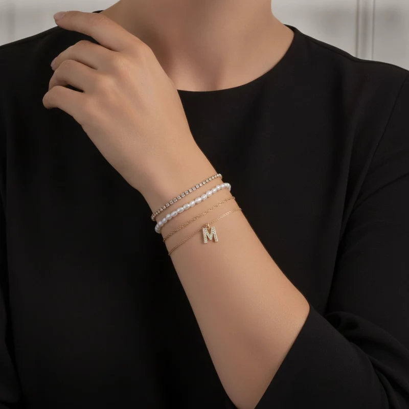 Bracciali Lettera con Strass Eleganti - Var 5