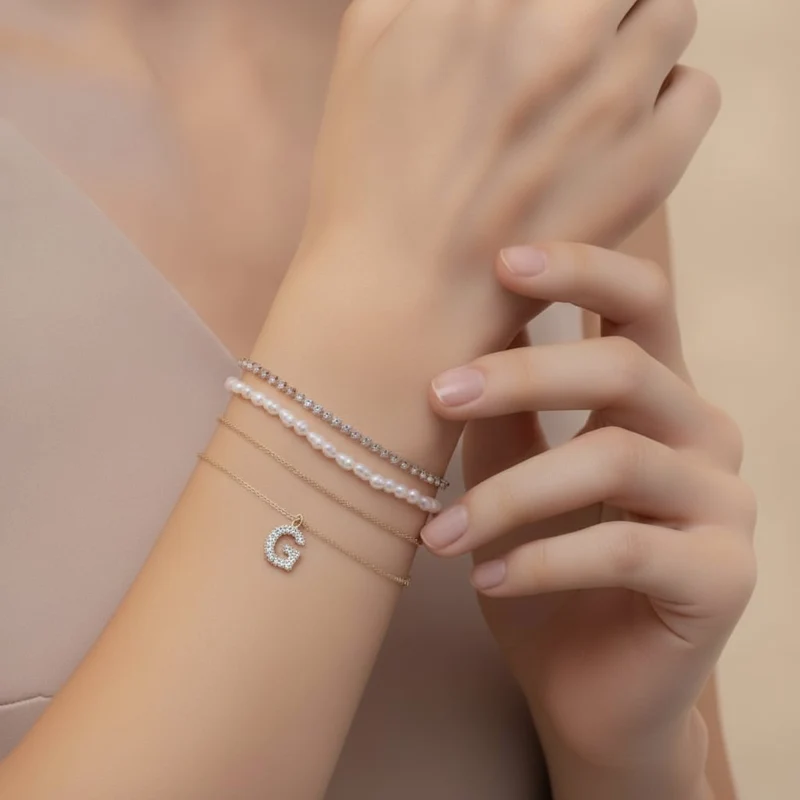 Bracciali Lettera con Strass Eleganti - Var 4