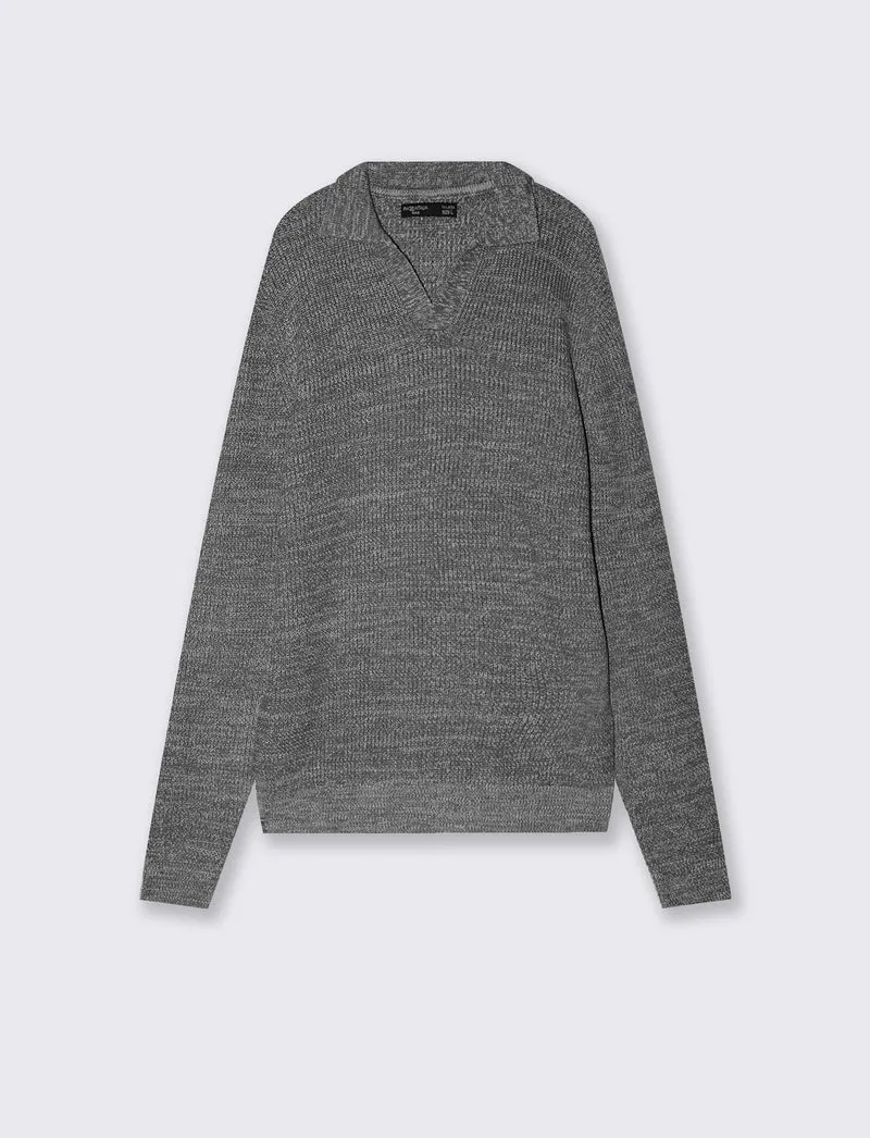 Maglia polo in misto viscosa effetto twist - Nero