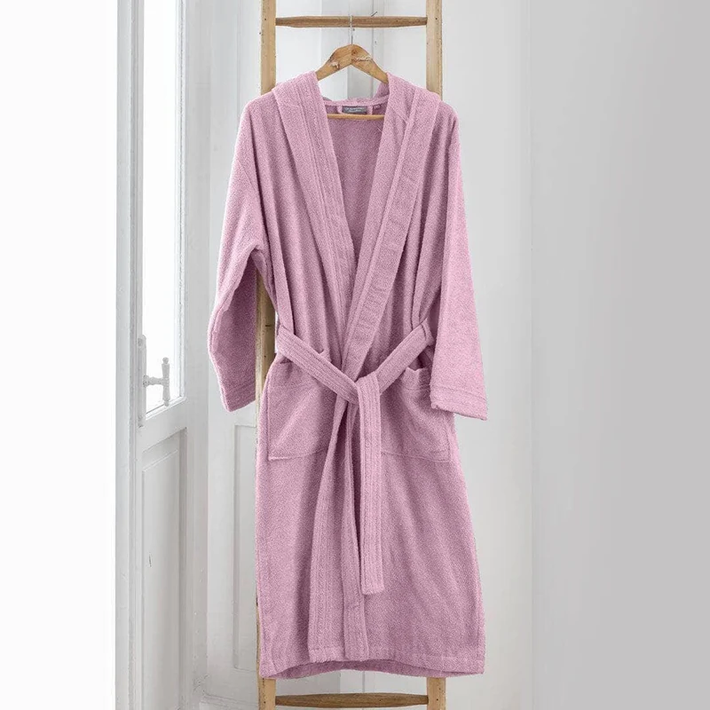 LUXURY COLLECTION DI MAESTRO Accappatoio in Puro Cotone con Cappuccio - Tinta Unita Fucsia