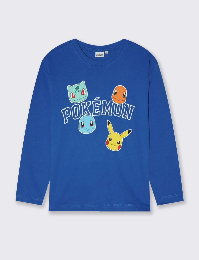 T-shirt maniche lunghe Pokémon in cotone - Blu cobalto
