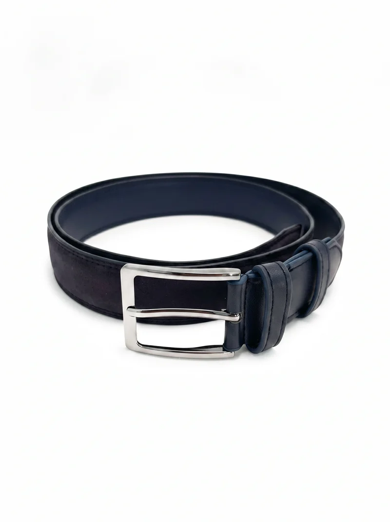 Cintura uomo cuciture in tinta suede - Blu