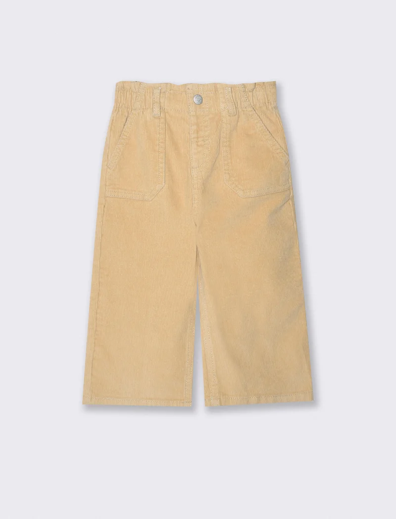 Pantaloni ampi in velluto casual - Beige