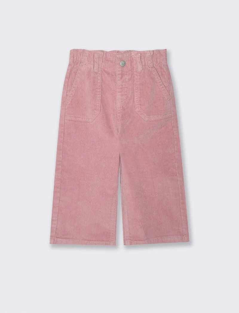 Pantaloni ampi in velluto casual - Rosa