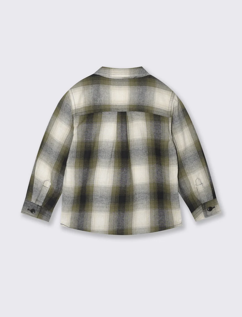 Camicia in flanella a quadri con ricamo - Verde