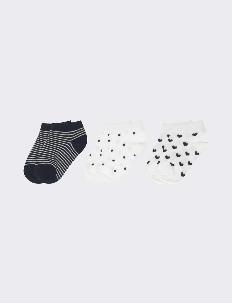 Calzini 3 paia: pois, cuori, strisce - Blu