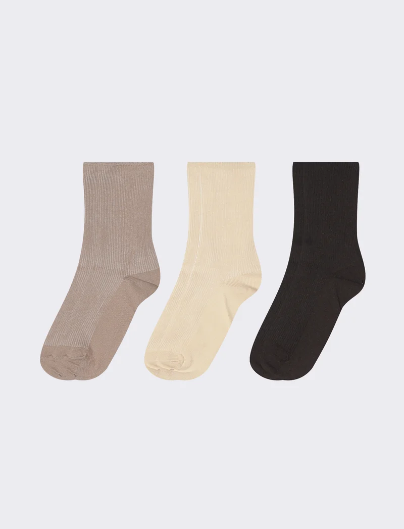 Calzini costine - Set da 3 paia - Beige