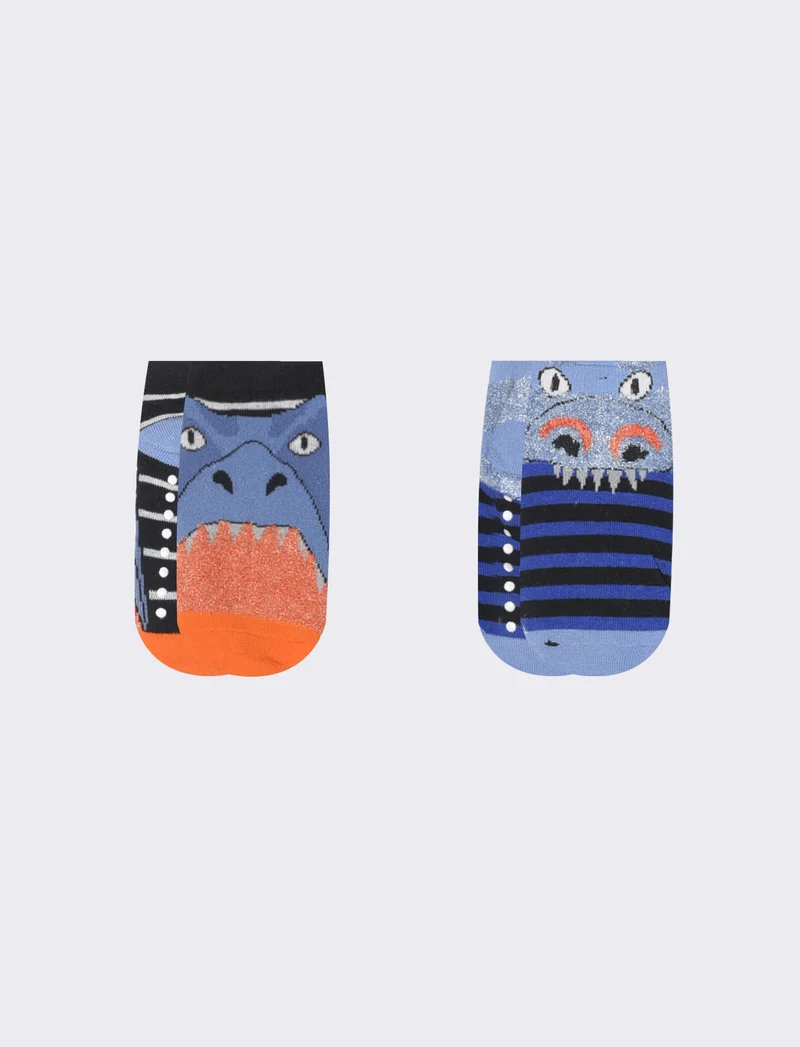 Calzini antiscivolo 3D animali 2 paia - Blu
