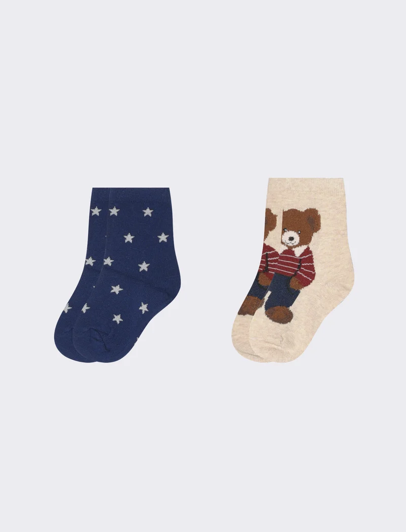 Clazini: 2 paia di stelle e orsetto - Blu