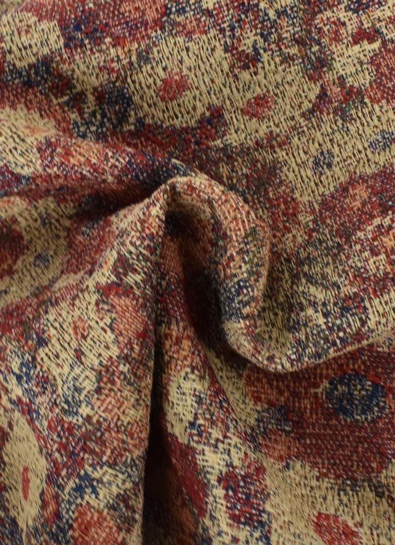 Jacquard misto cotone e lino floreale