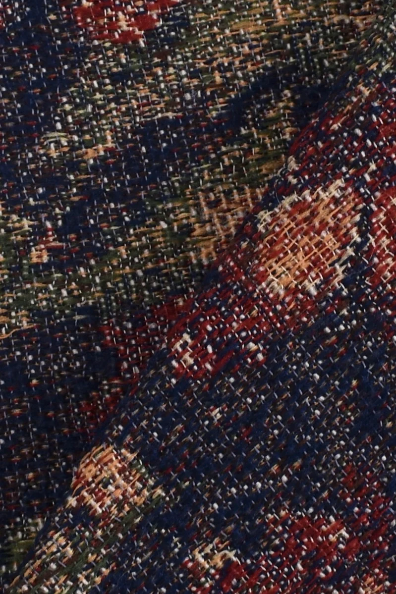 Jacquard misto cotone e lino floreale
