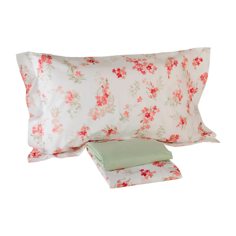 Completo Lenzuola rose fleur Floreale in Percalle