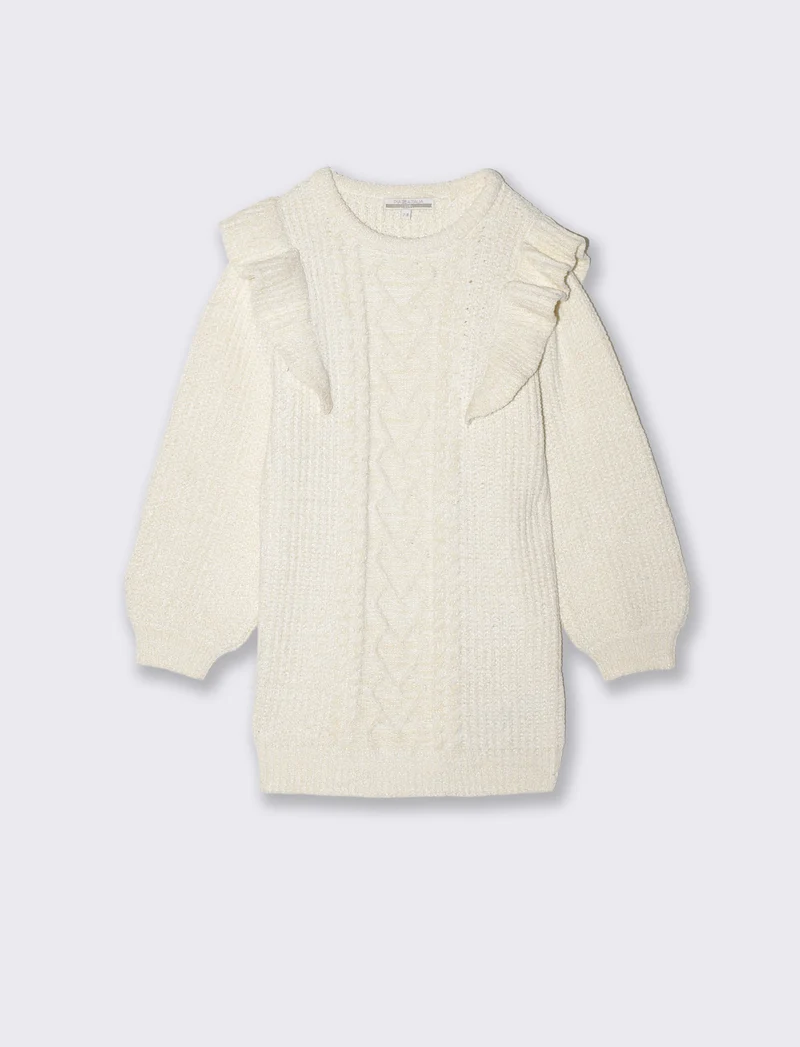 Abito in ciniglia con trecce metallizzate - Bianco latte