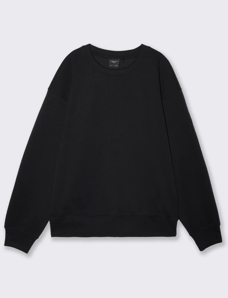 Felpa girocollo interlock relaxed fit - Nero