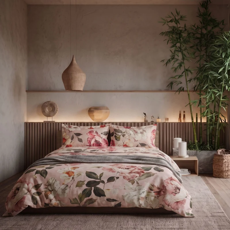 Copripiumino con federe vanity flowers Floreale in Raso di cotone