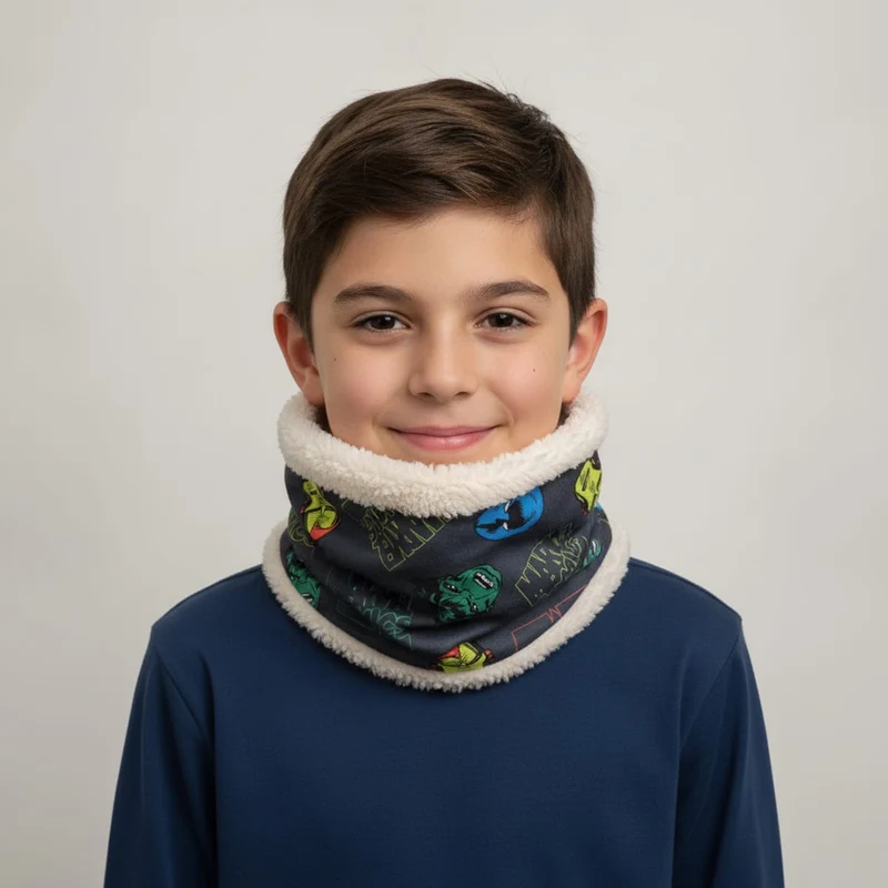 Collo bambino sciarpa con pelliccia finta - Grigio