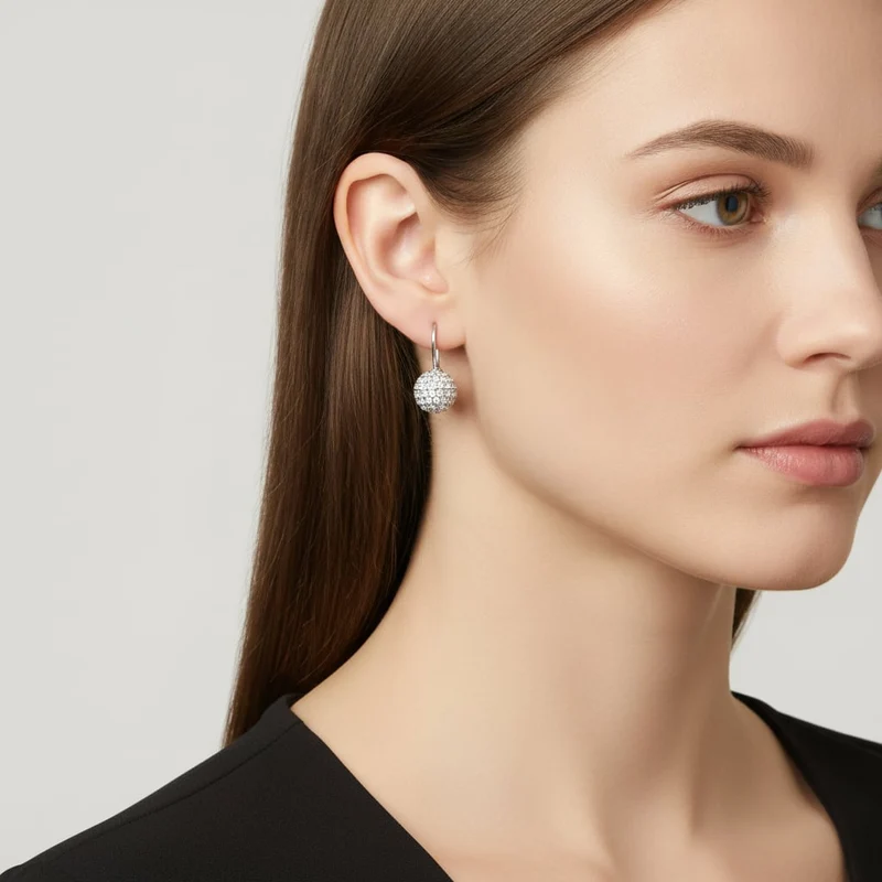 Orecchini a pallina con strass brillanti - Argento