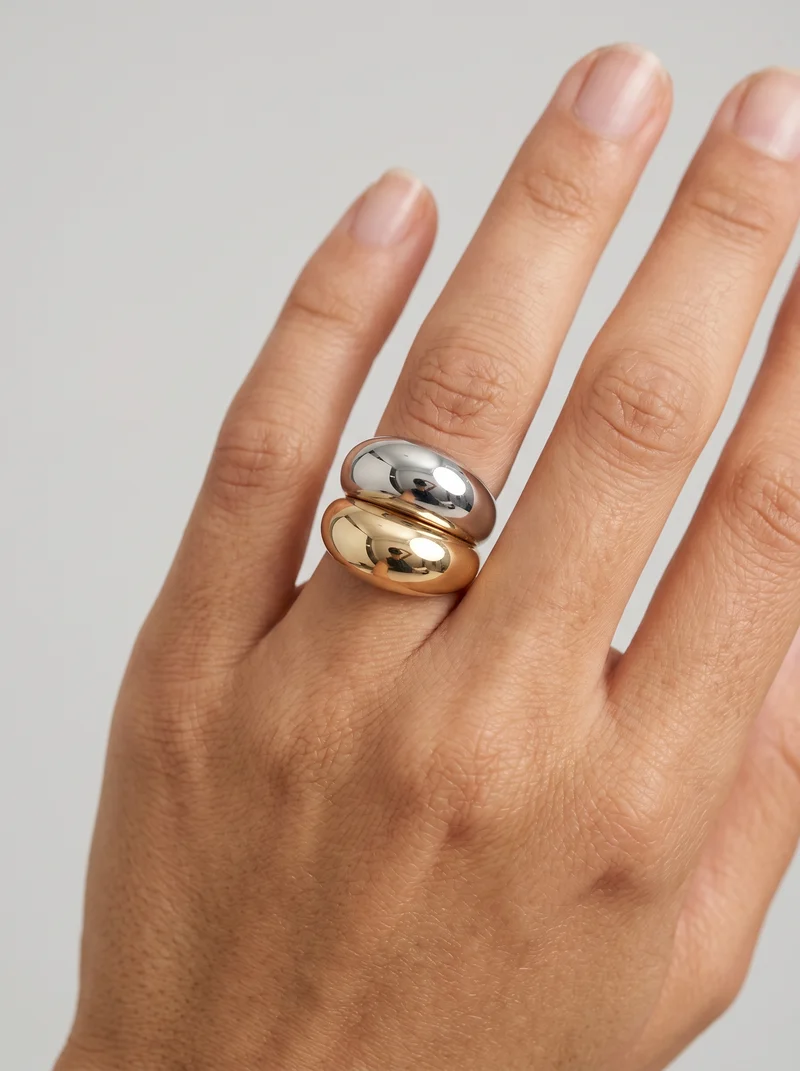 Anello elastico doppio in due colori - Oro