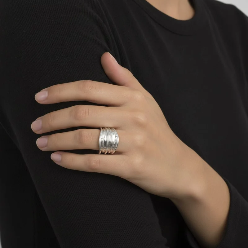 Anello elastico grande - Argento