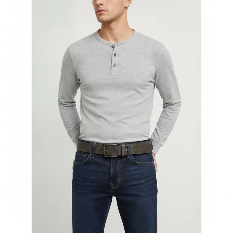 Cintura uomo fusto righe altezza 4cm - Grigio fango