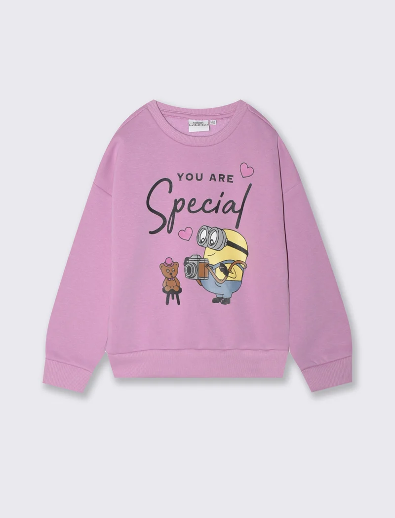 Felpa manica lunga Minions con stampa - Rosa