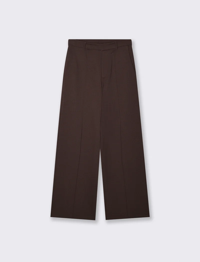 Pantalone wide leg high waist classico - Moro