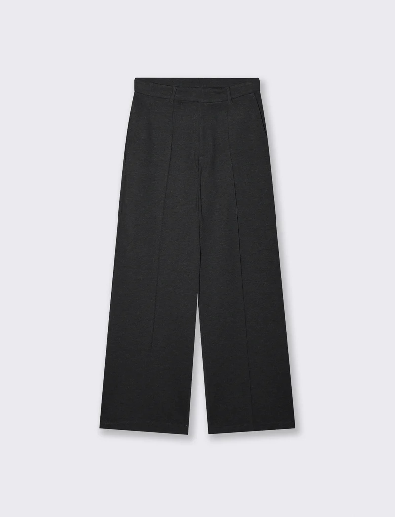 Pantalone wide leg high waist classico - Grigio mel.