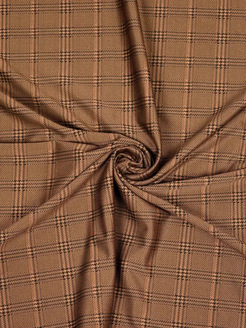 Punto milano tartan stretch marrone