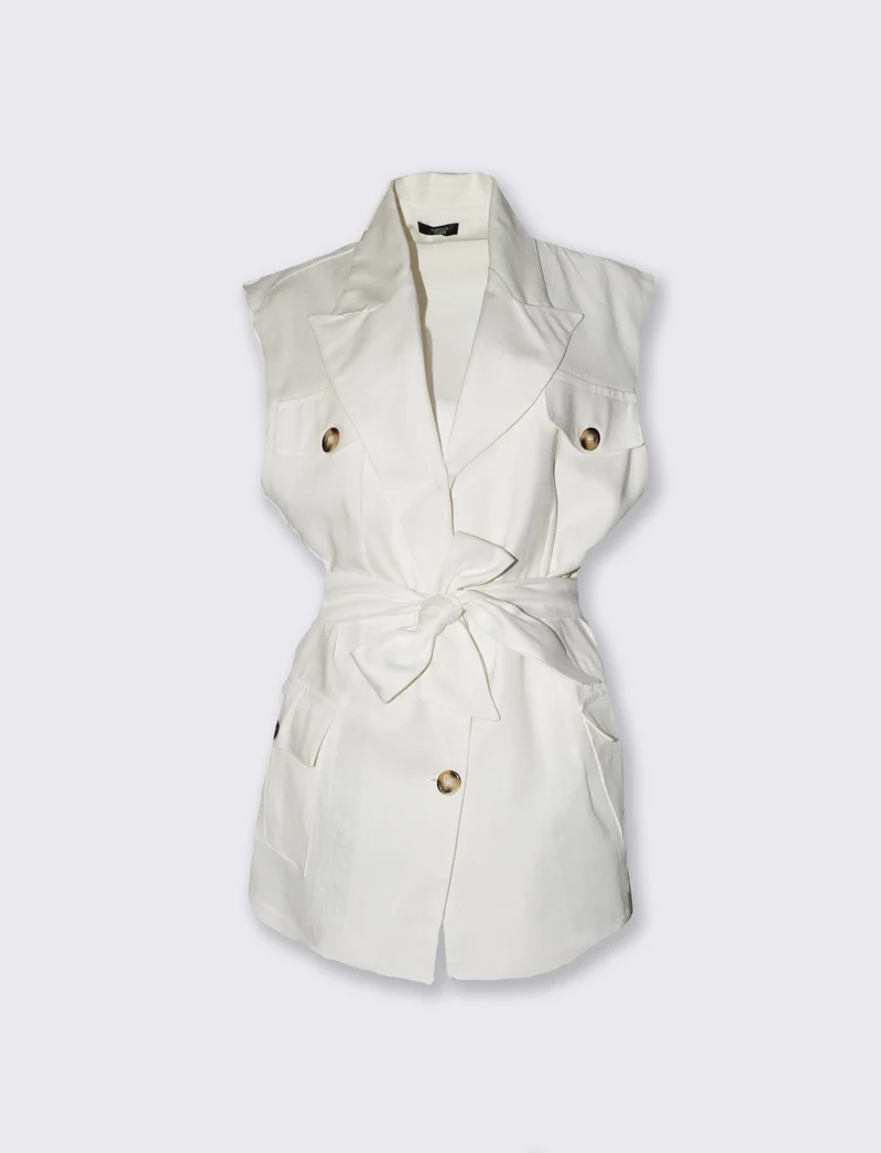 Blazer giromanica donna con tasche davanti - Bianco latte