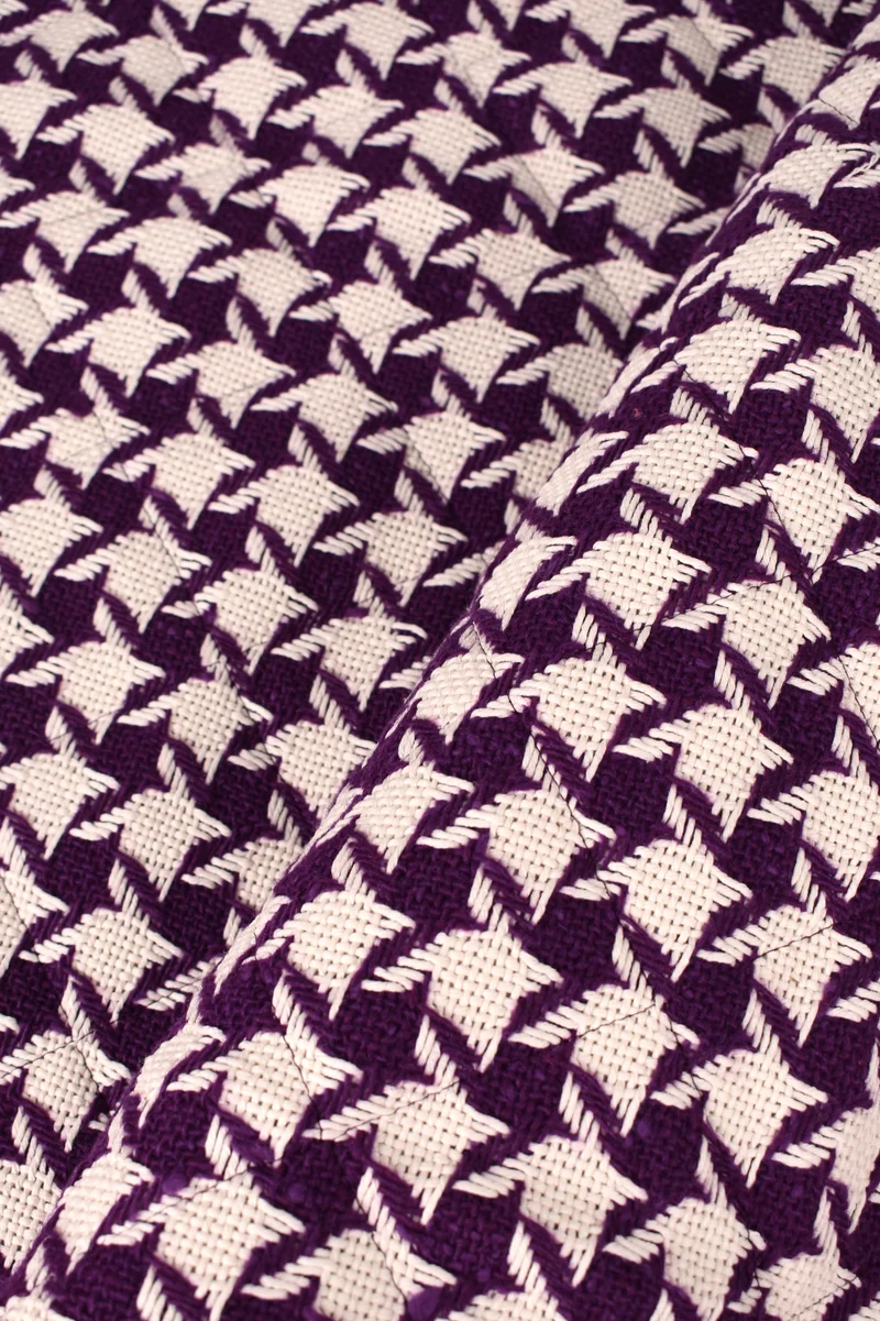 Trapuntato tweed misto lana e cotone fantasia pied de poule
