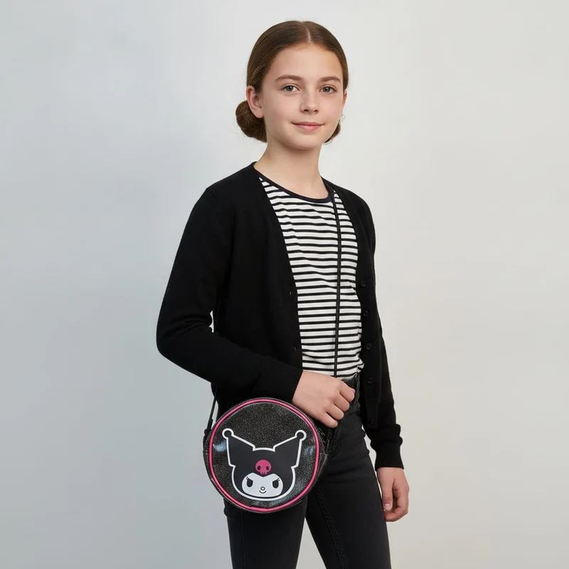 Borsetta Kuromi 3D con tracolla glitter - Nero